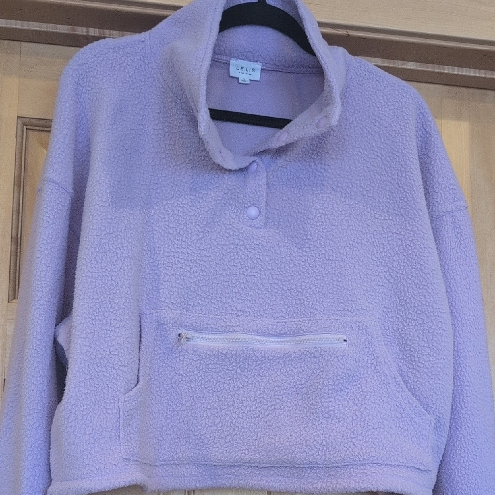 Le Lis Purple Teddy Jacket Plush Fleece Stand-Up Collar